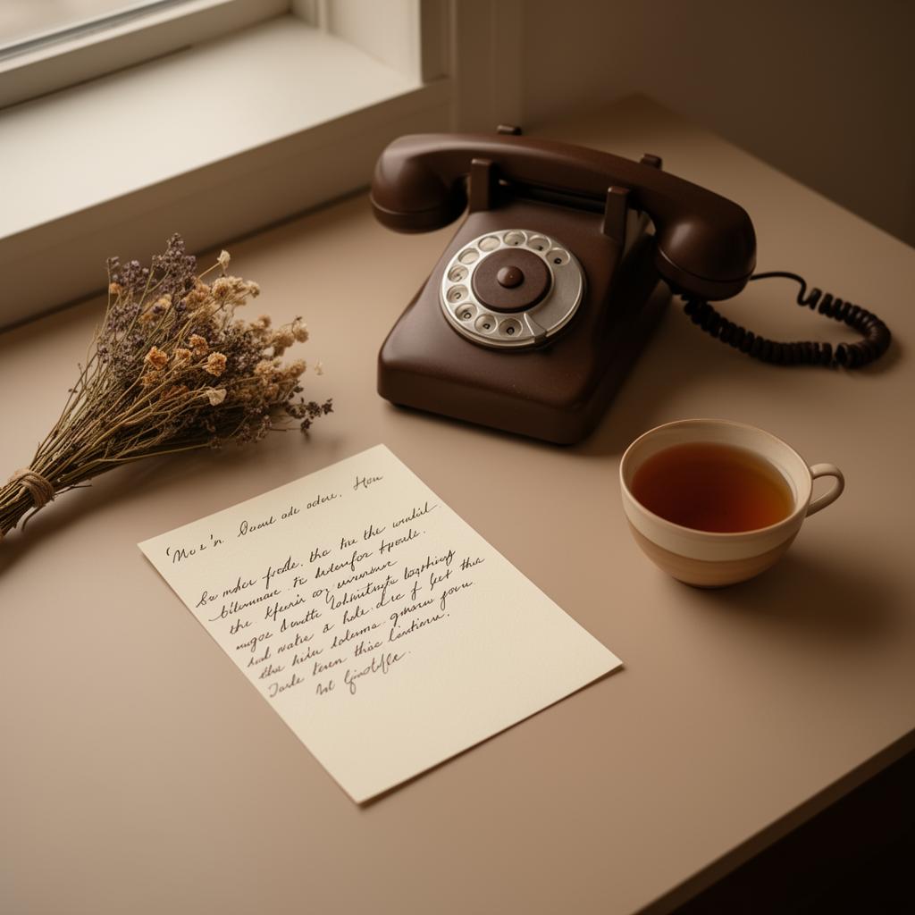 Hero Frame studio support β handwritten note, vintage phone, and tea